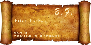 Beier Farkas névjegykártya